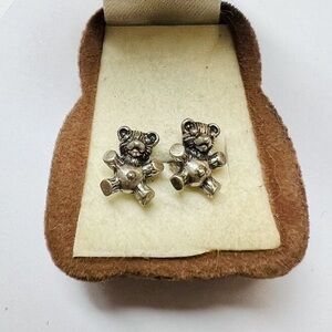 Sterling Silver Bear Stud Earrings